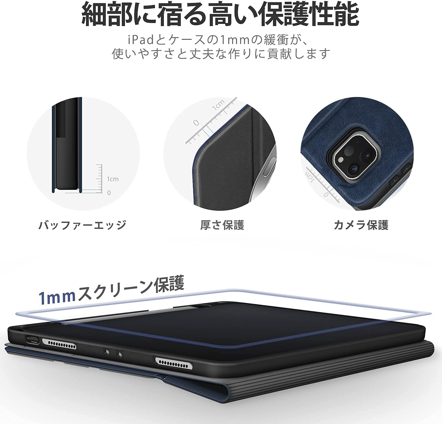 Antbox Case for iPad Pro 12.9'' 6th Generation (2022) 5th/4th/3rd Generation (2021/2020/2018), Built-in Pencil Holder Auto Sleep/Wake Function PU Leather Smart Cover (Blue) - Image 6