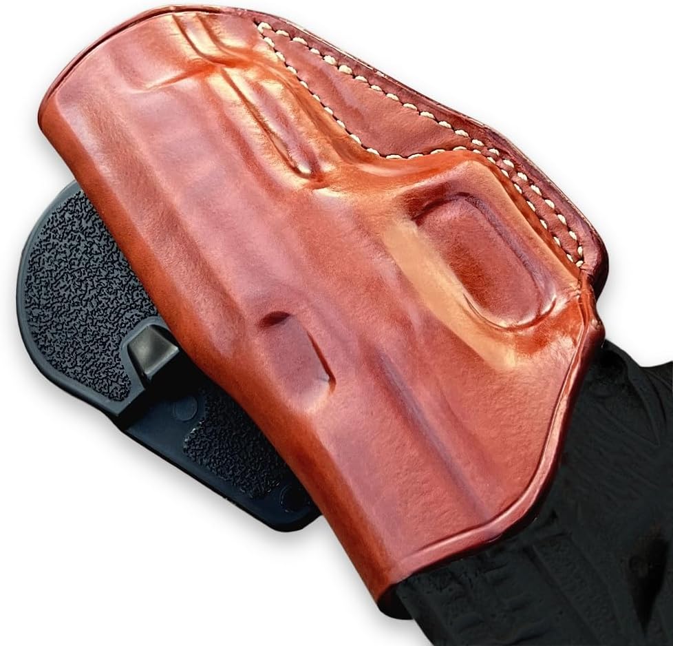 Premium Leather OWB Paddle Holster with Open Top Fits, Walther PPQ M2 9mm 5" BBL, Right Hand Draw, Brown Color #1229#