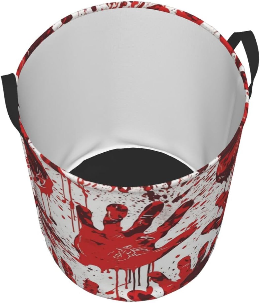 Bloody Handprints Laundry Basket With Handles, Foldable Laundry Hamper Oxford Cloth Dirty Clothes Basket Waterproof Clothes Toys Storage Bin Organizer for Bedroom Bathroom Dorm