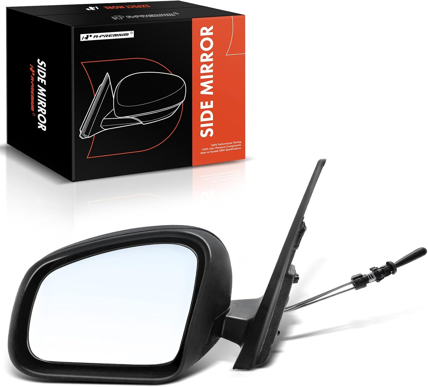 A-Premium Driver Side Manual Door Mirror - Compatible with Smart Fortwo 2016-2017 - Non-Heated Manual Folding Black Outside Rear View Mirror - Replace# 4538103500