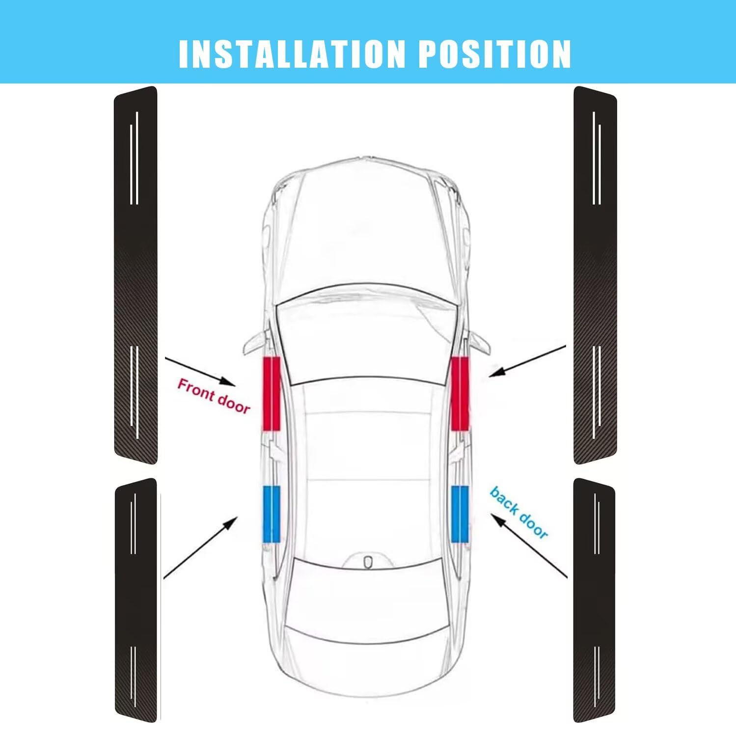 4 Pezzi Car Battitacco Adesivi Soglie Antiscivolo,Battitacco Auto Personalizzato Compatibile con JEEP Renegade Battitacco Auto Guardia Porta Soglia Anti-Graffio