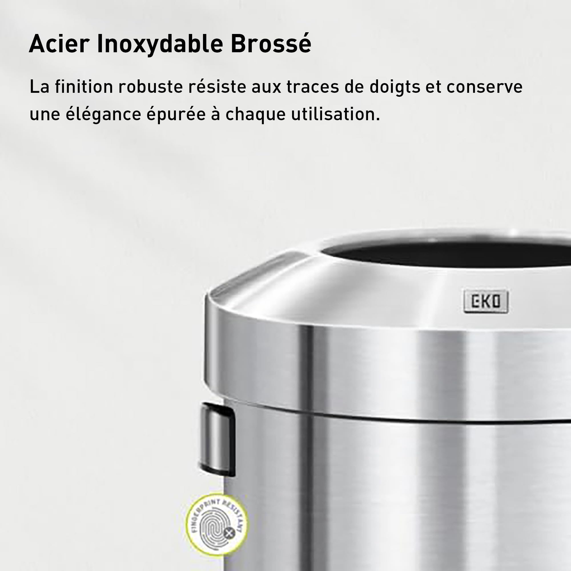 EKO Poubelle à Couvercle Ouvert, Finition Acier Inoxydable brossé, 60 L US
