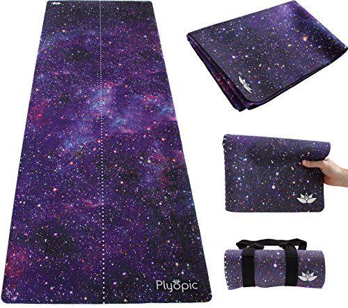 Plyopic Tapis de Yoga de Voyage | Luxueux Pliable 3 en 1 Tapis/Serviette. Antidérapant Réversible pour Tous les Styles de Yoga, Pilates, Fitness et Exercice | Portable, Léger et Écologique