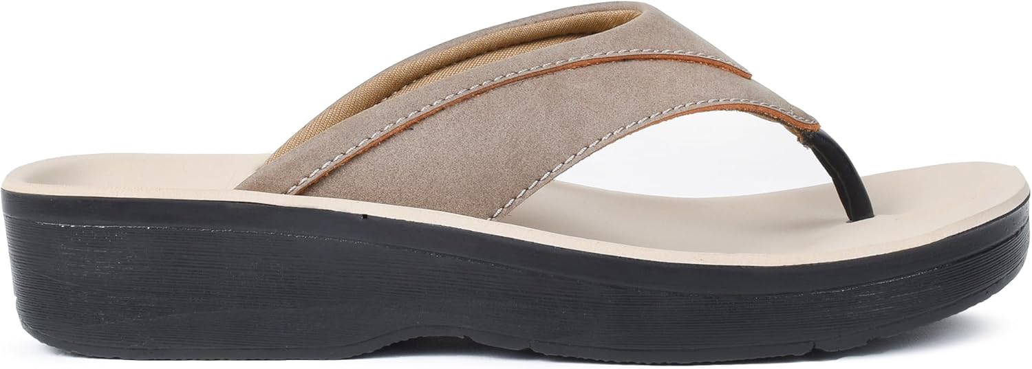 AEROTHOTIC Arch Support Flip Flops for Women Comfortable Cushioned Memory Foam Lined Footbed Outdoor Indoor Dressy Beach Walking Thong Extra Soft Padded Strappy Sandals