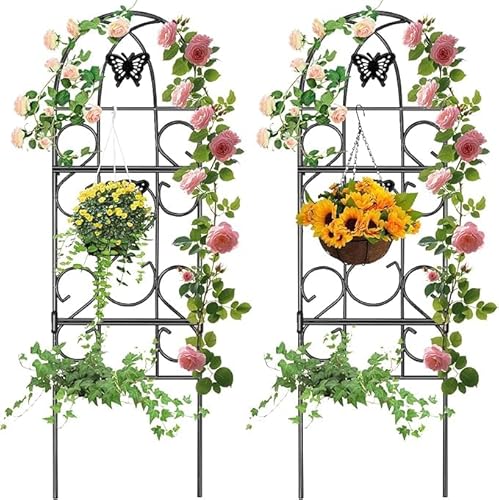 Amagabeli 152x46cm Rustproof Black Iron Butterfly Garden Trellis for Climbing Plants Potted Vines Vegetables Flowers Patio Metal Wire Lattices Grid Panels for Ivy Roses Cucumbers Clematis Pots 2 Pack Amagabeli 152x46cm Rustproof Black Iron Butterfly Garden Trellis for Climbing Plants Potted Vines Vegetables Flowers Patio Metal Wire Lattices Grid Panels for Ivy Roses Cucumbers Clematis Pots 2 Pack