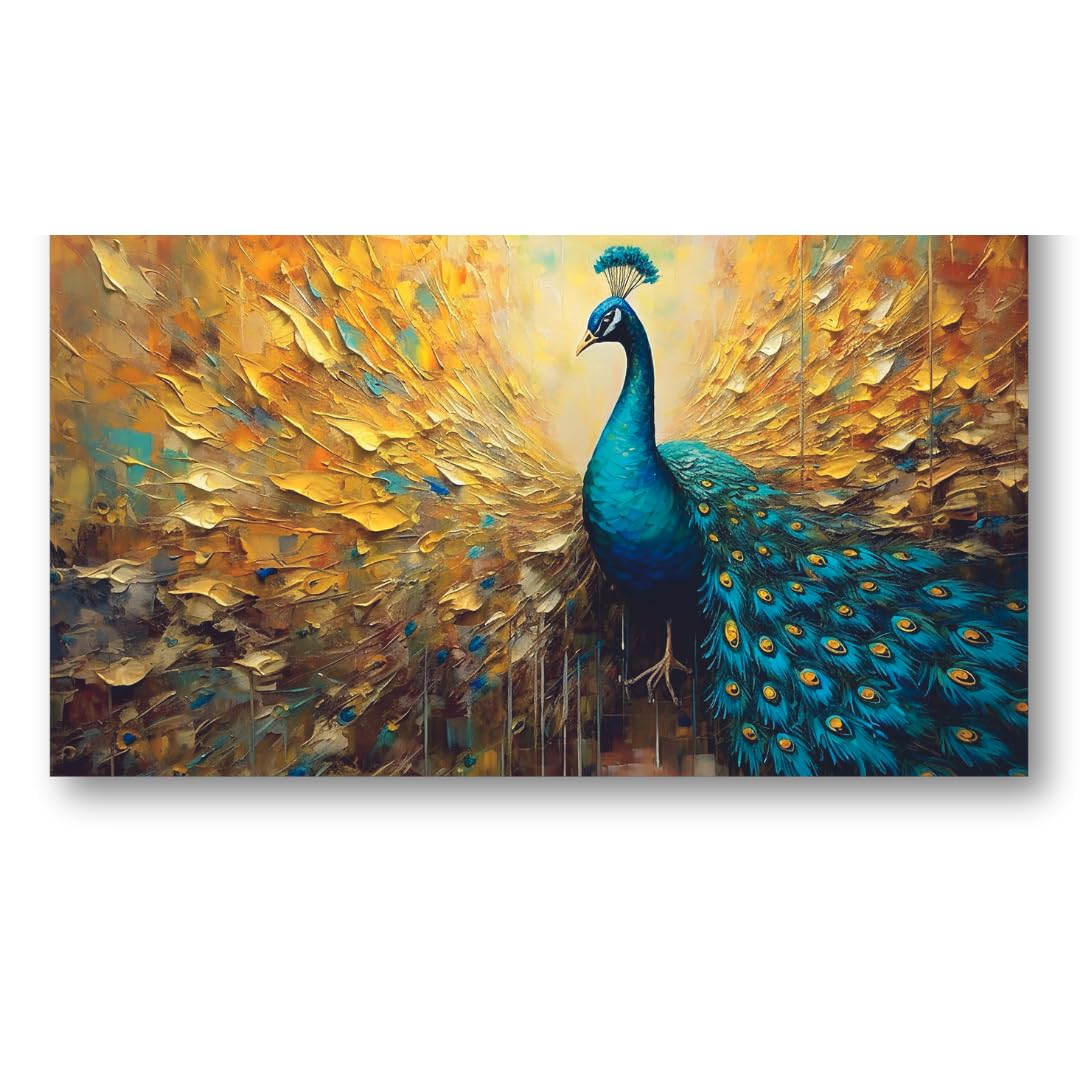 WALLCHITRA peacock painting for wall decoration big size (without frame) perfect for vastu living room,bedroom,office,wall decore and home decoration |canvas wall painting 36 inch L x 20 inch W (B0CTTPDY4K) Amazon Price History, Amazon Price Tracker