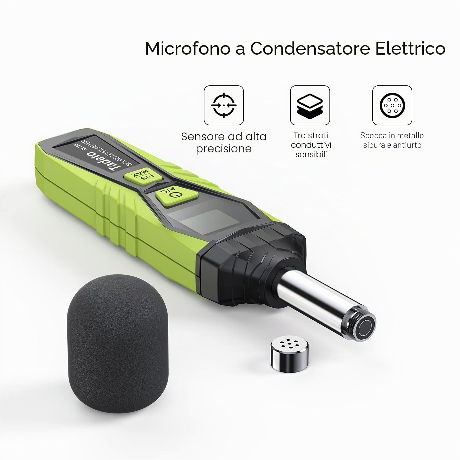 Fonometro Tadeto Fonometro Professionale Portatile da 30dB a 130dB con Display LCD A/C Pesato per le Fabbriche di Casa