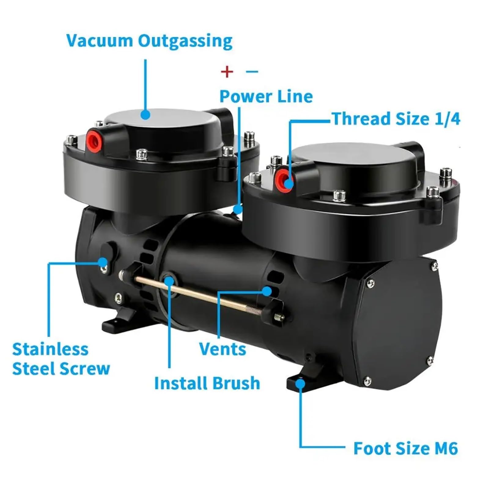 24 V (DC) 136L/MIN 160 W mini membrana próżniowa mini sprężarka powietrza 2,5 bar ciśnienie mała elektryczna pompa powietrzna 1 szt