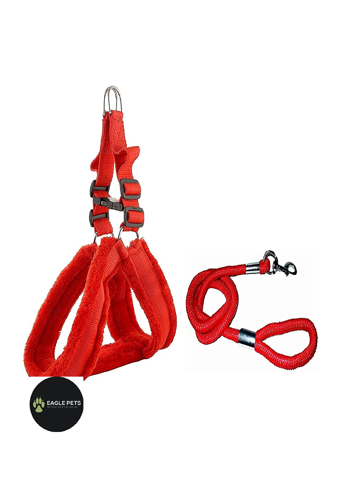Eagle pets Harness for Medium Dogs Feather Soft Fur Padded Nylon Dog Harness, Dog Vest Harness Body Belt & Rope (Red, Medium) (B094G4RQLW) Amazon Price History, Amazon Price Tracker