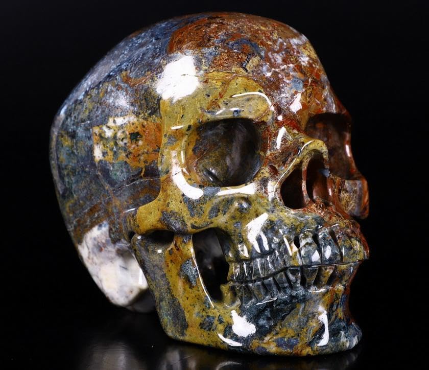 Gemstone 6.2" Blue & Red Pietersite Carved Crystal Skull, Super R...