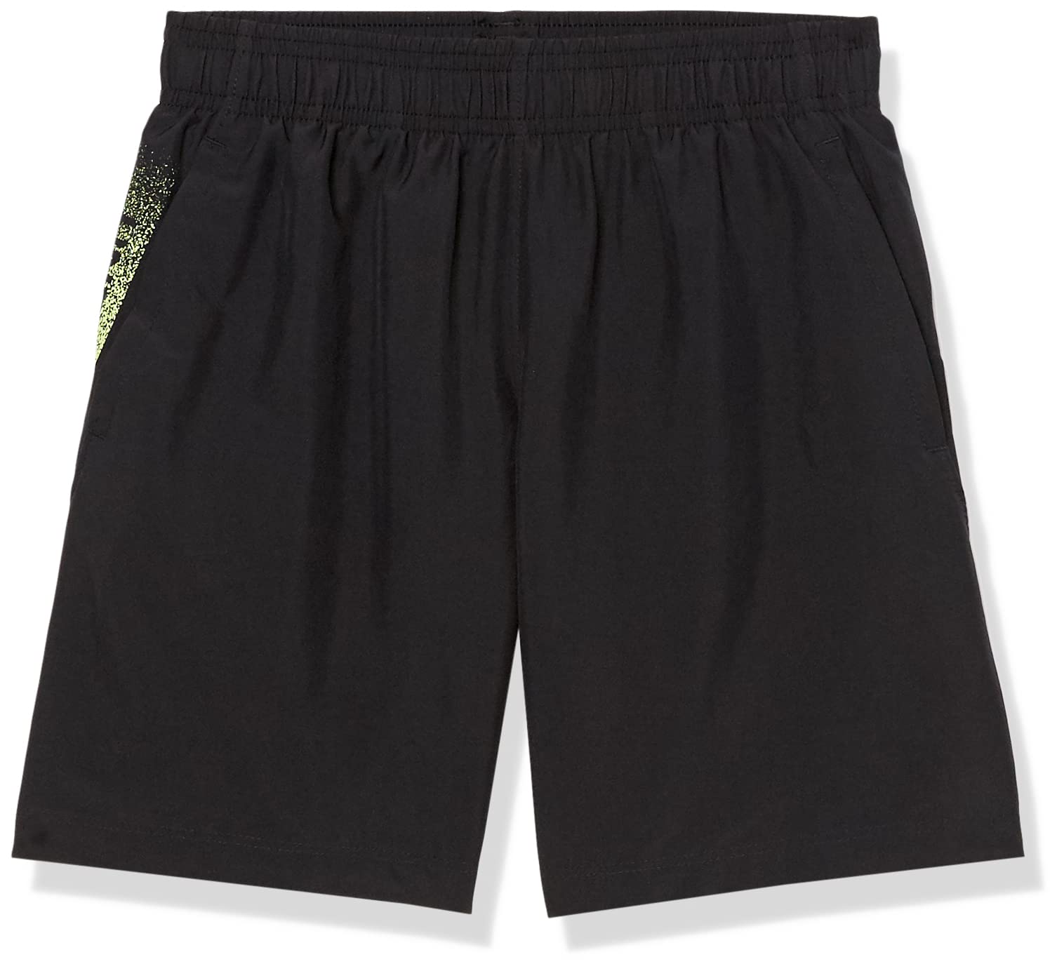 Under Armour Tkane szorty z grafiką dla chłopców, wygodna i lekka odzież sportowa z oddychającą podszewką z siatki, wytrzymałe spodenki sportowe chłopięce z bocznymi kieszeniami, Czarny, 10 lat