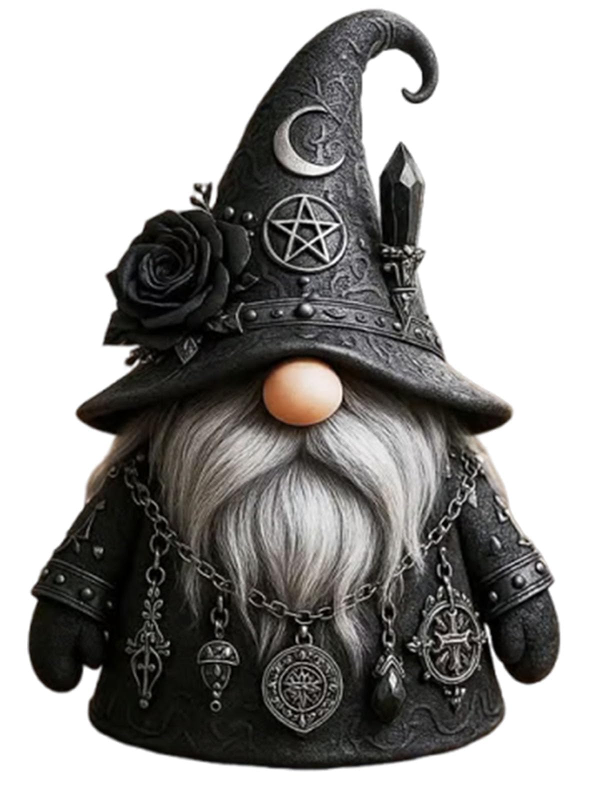 Gothic Wizard Gnome Statue - Gothic Garden Gnome with Hat, Funny