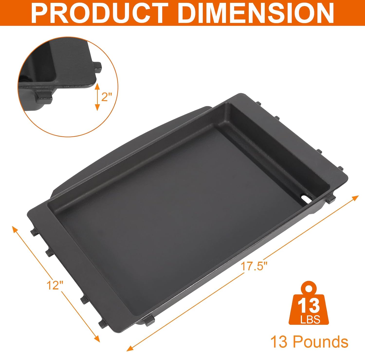 7658 Grill Griddle for Weber Spirit 200 300 Series Spirit II E210 E310 Series, Genesis Silver B C II 1000-5000 Grill, Replacement 7597 Parts for Weber Cast Iron Griddle Accessories