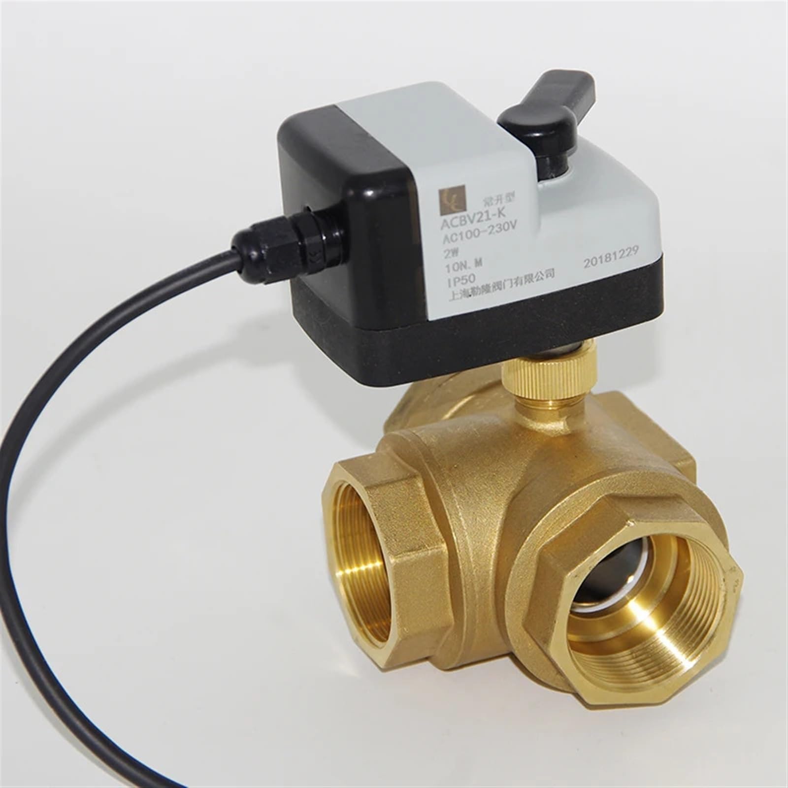 Xncdbvypa 3 Way Dn15 Ac220v Dc24v Normally Open Valve Closed Electric Ball Switch Solenoid Two Wire 3 Way(,Closed)