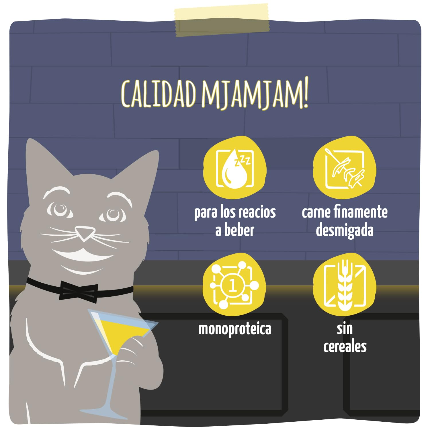 MjAMjAM - Deliciosa Bebida para Gatos - Cocktails – Carne de Pollo desmigada, 1 Paquete (1x40g), sin Cereales