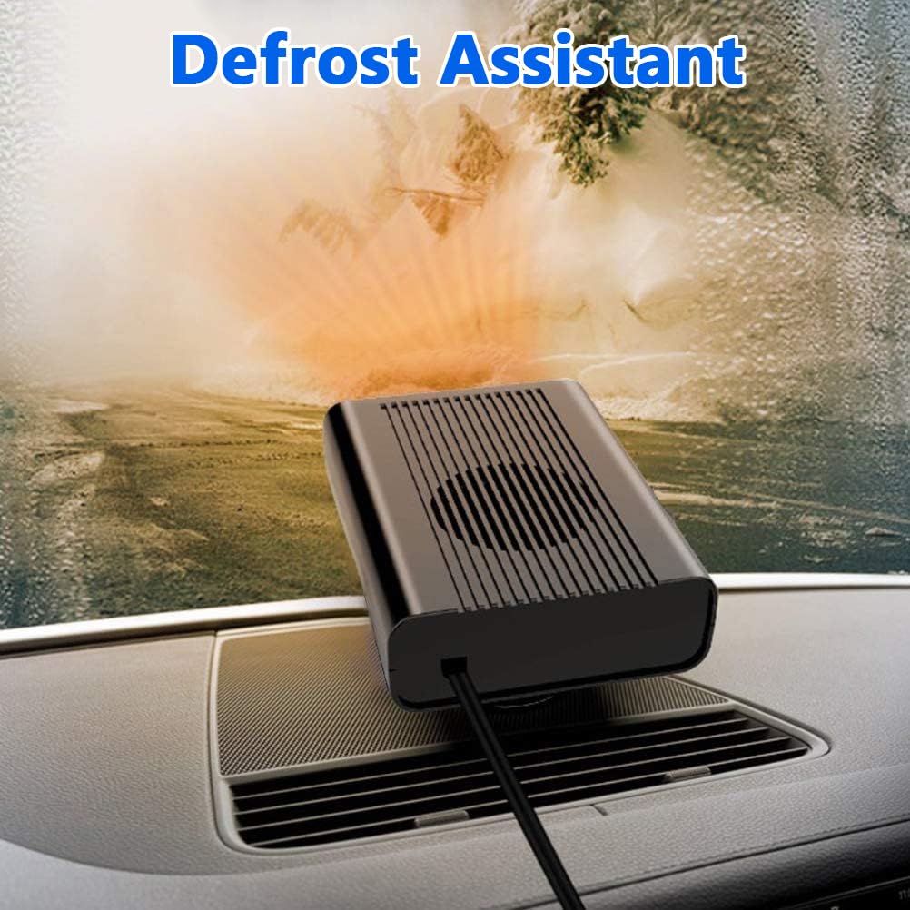 Leaflai Riscaldamento auto 12 V, anti-appannamento auto Demister 150 W, plug in accendisigari, riscaldamento 2 in 1, riscaldamento e raffreddamento del parabrezza