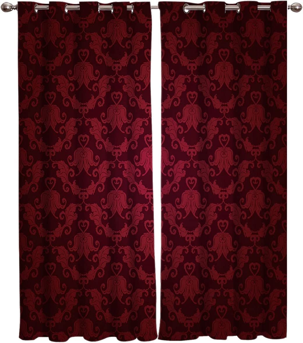 POKENE Vorhang Blumen Blickdicht Gardinen mit Ösen 3D Druck Rot Blickdichte Vorhänge Erwachsener Vorhang Verdunkelung Wärmeisolierend Wohnzimmer Schlafzimmer 2 Stück 140x175 cm (BxH)