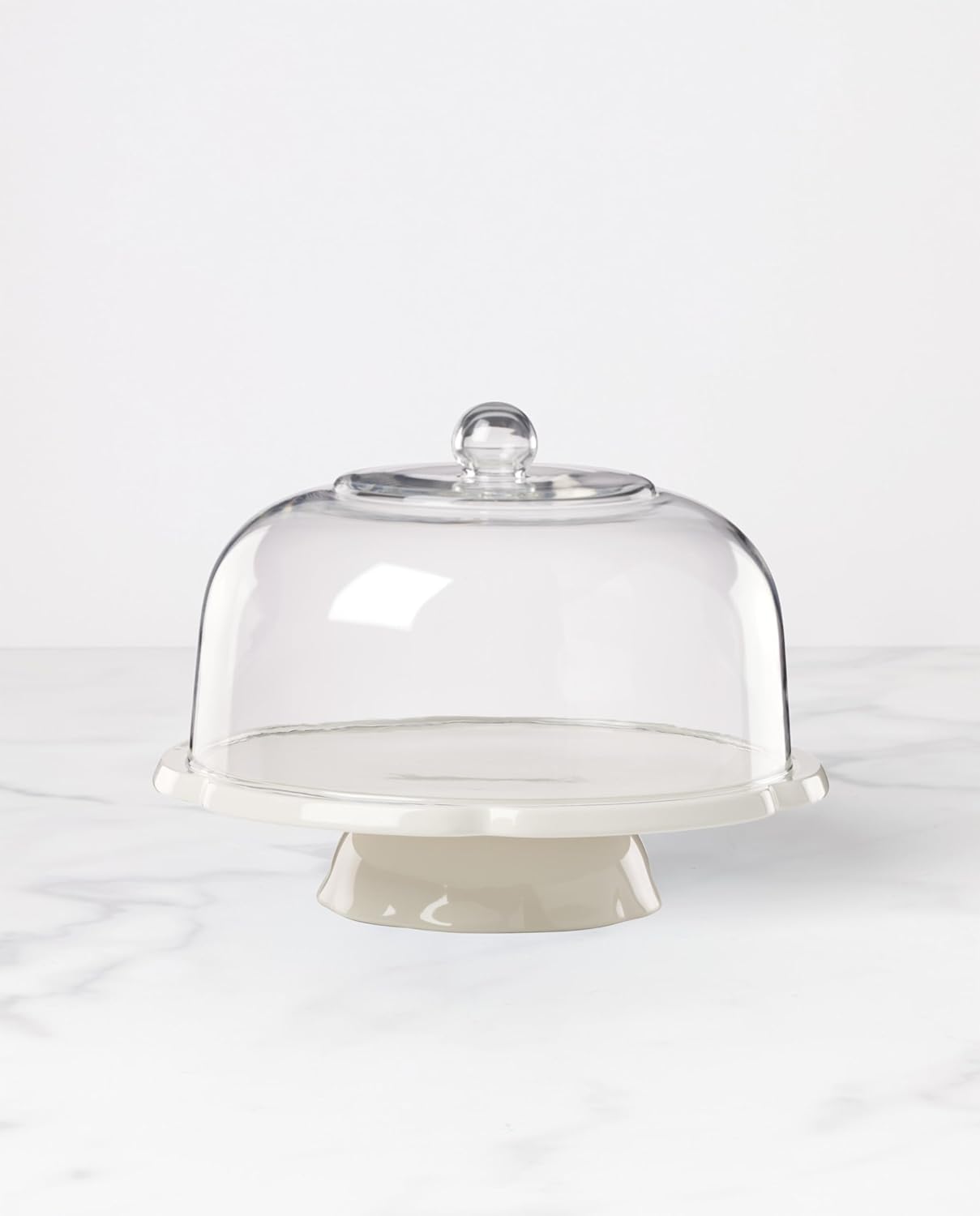 kate spade new york Serveware, What A Treat 3-In-1 Cake Stand, Porcelain & Wood Material, Dishwasher Safe Bowl & Cloche, Snack Bowls, Cupcake Stand, Serving Bowls (White, 3 Pieces, 12 Ounce Bowl)