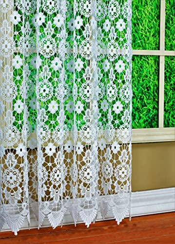 Panneau médaillon en macramé blanc rideau court fenêtre 160 cm