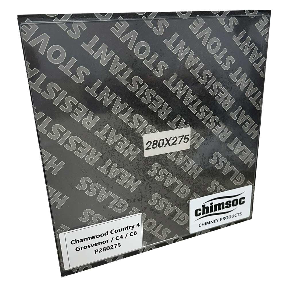 Chimsoc Clear Replacement Stove Glass - Charnwood Country 4 / Grosvenor / C4 & C6 (280Mm X 275Mm Rectangular)