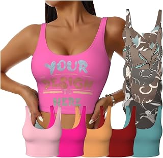 Custom Sports Bras for Women Customize Images or Text Custom Yoga Tank Top Personalized Gifts with 2 Sides Print
