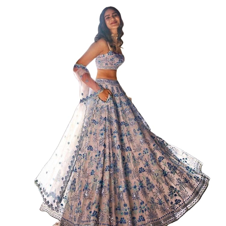 Omkar Tex'S Blue Color Bridal Lehenga Choli Set For Women || Women'S Lehenga Cholis | Material: Faux Georgette | Finish Type: Semi-Stitched | Size: Free Size-image-41