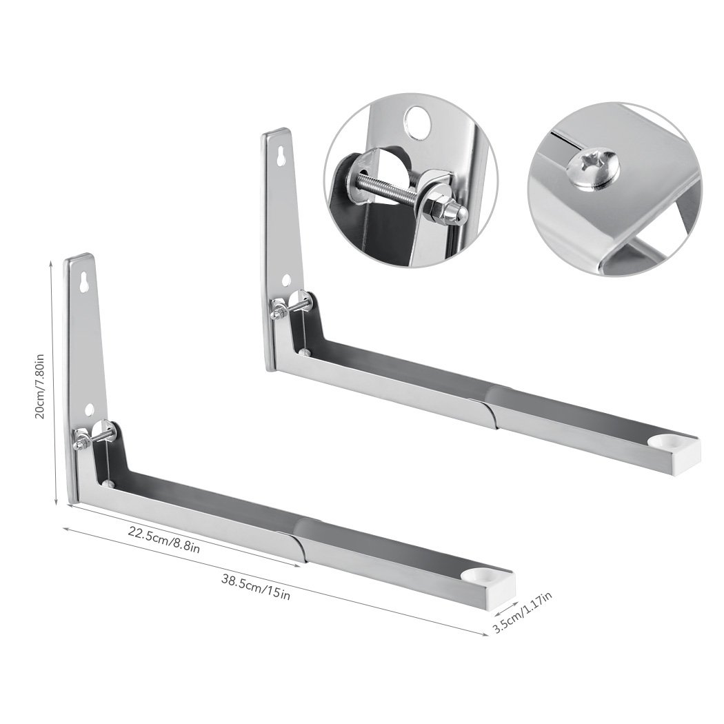 Faltbare Mikrowellenhalter 40kg Mikrowellenhalterung Wand Mikrowelle Halterung Küchenregal aus Edelstahl ausziehbar(22.5-38.5cm)