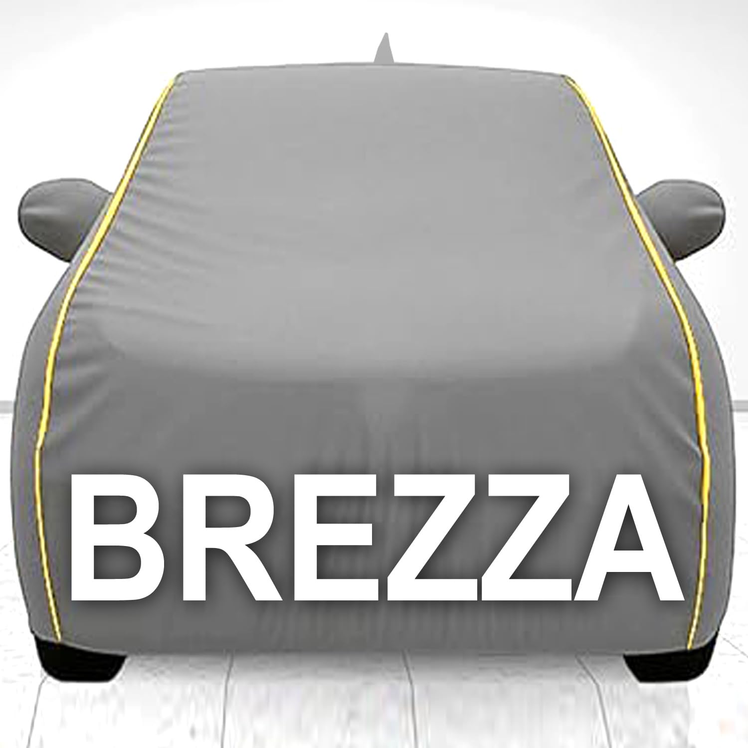 FAVOUITE Car Cover for Maruti Brezza All Model & Years (2016-2025) 100% Waterproof with Mirror Pockets, Triple Stitched Bottom Elastic Dustproof Full Body Protection Heat & UV Resistant (Grey, Brezza)