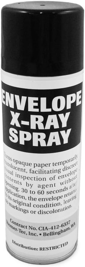 Envelope X-Ray Spray (see contents of documents through paper)