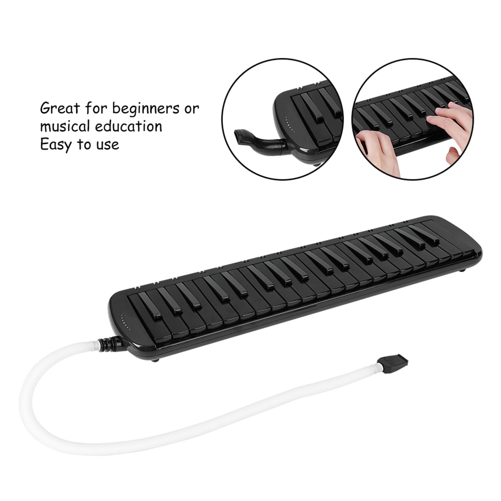 Melodica 37-Tasten-Blasmusikinstrument, geeignet für Anfänger-Übungstasche F37s (Schwarz)