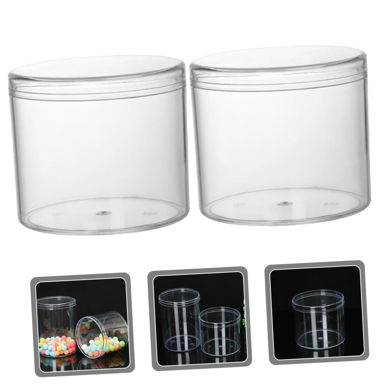 15 Tarros de Plástico Redondos de 400ml con Tapa para Almacenamiento de Alimentos, Reutilizables y Transparentes, Ideales para Organización de Despensa