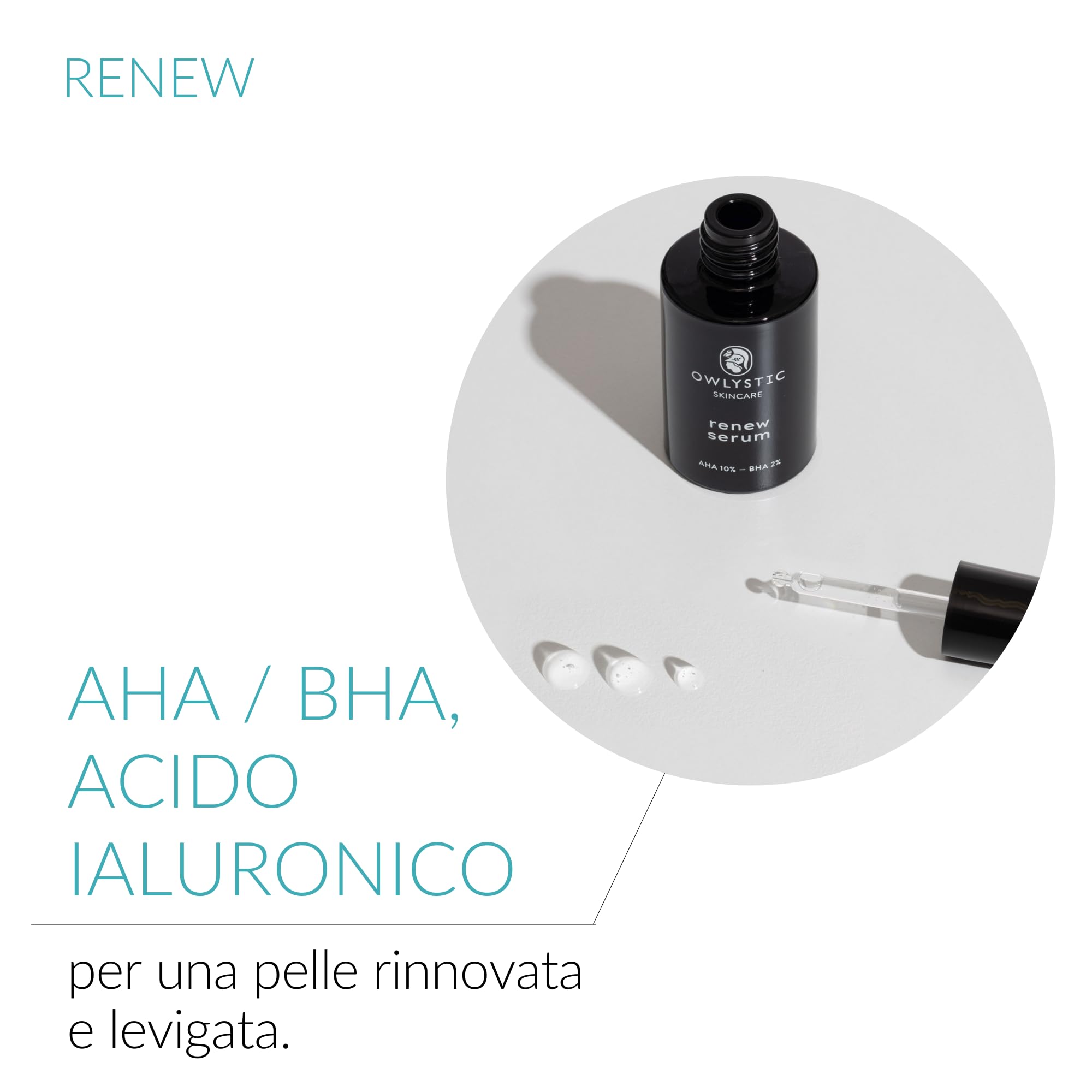 AHA BHA serum złuszczające do twarzy z kwasem hialuronowym, wyprodukowane we Włoszech - Serum przeciw niedoskonałościom, wygładzanie, przeciwzmarszczkowe dla promiennej i jednolitej skóry, 30