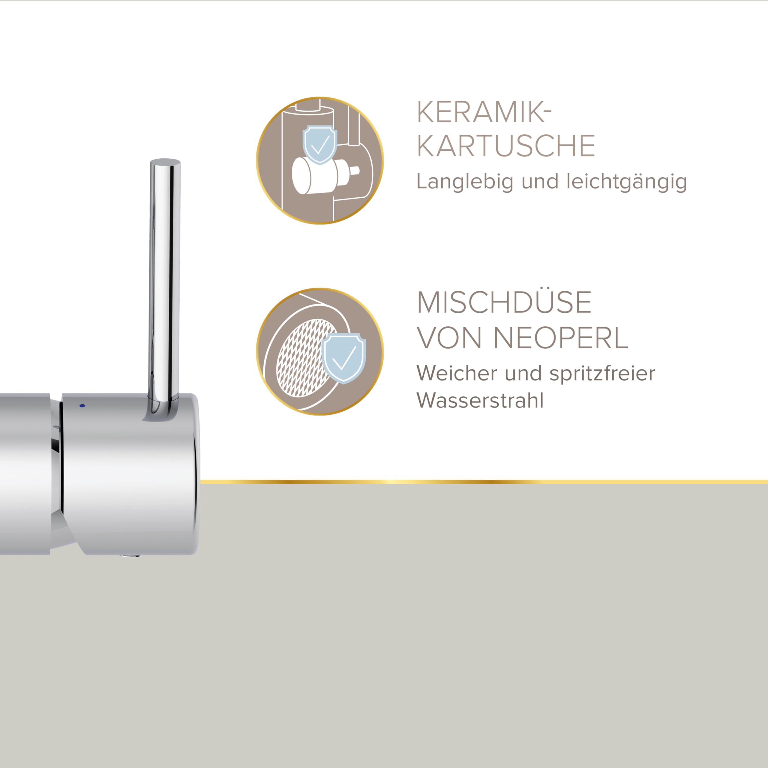 Lenz Waschtischarmatur Bow² in Chrom – 360° schwenkbarer Bogenauslauf – Mit EasyClean Pop-Up Ventil – EasyFix Befestigung von oben – Hochwertige & pflegeleichte Oberfläche – 46010202 | Badarmatur mit Anti-Kalk Markenmischdüse, Keramikkartusche, Befestigun