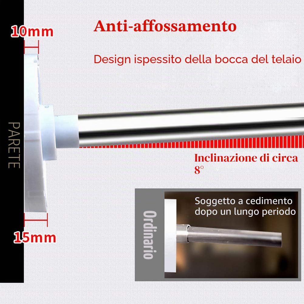 Asta per Tende da Doccia Angolare L Shaped Telescopica Barra Bastone Tenda Doccia A Pressione 304 Acciaio Inossidabile per Bagno Negozio di Abbigliamento,60 to 90 x 80 to 130cm