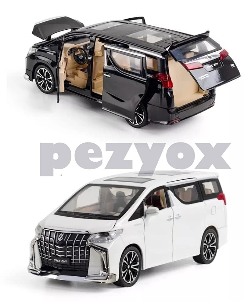 Image of Toyota Alphard MPV 1:24 Big Size Diecast Scale Model Alloy Metal Pull Back Toy car for Kids with Openable Doors & Light, Music Toy Vehicle for Kids (White)