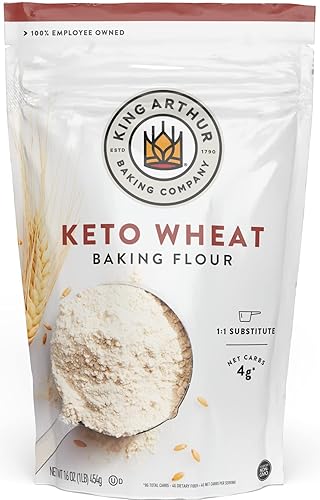 King Arthur Keto Wheat Flour Blend: Low-Carb Baking Solution for Bread & More - Non-GMO, 1:1 All-Purpose Flour Substitute - 16 oz Resealable Bag - Perfect for Keto Diet & Reduced Carb Intake - 16oz, single-pack