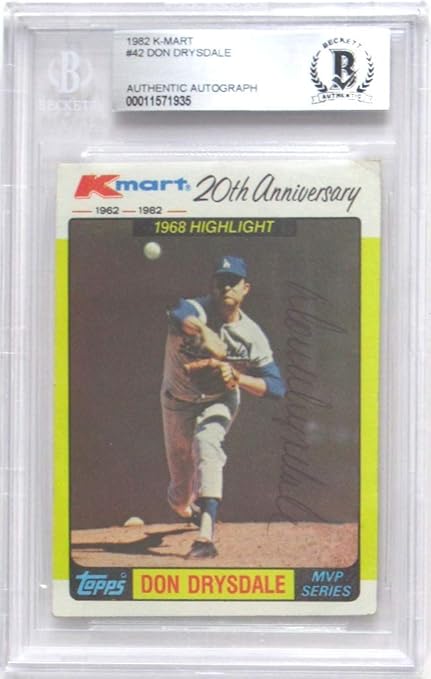 Amazon 故 ドン・ドライスデール 直筆 サイン 入り 1982年 Topps社 カード ベケット社 筆跡鑑定済み ロックスラブ入り