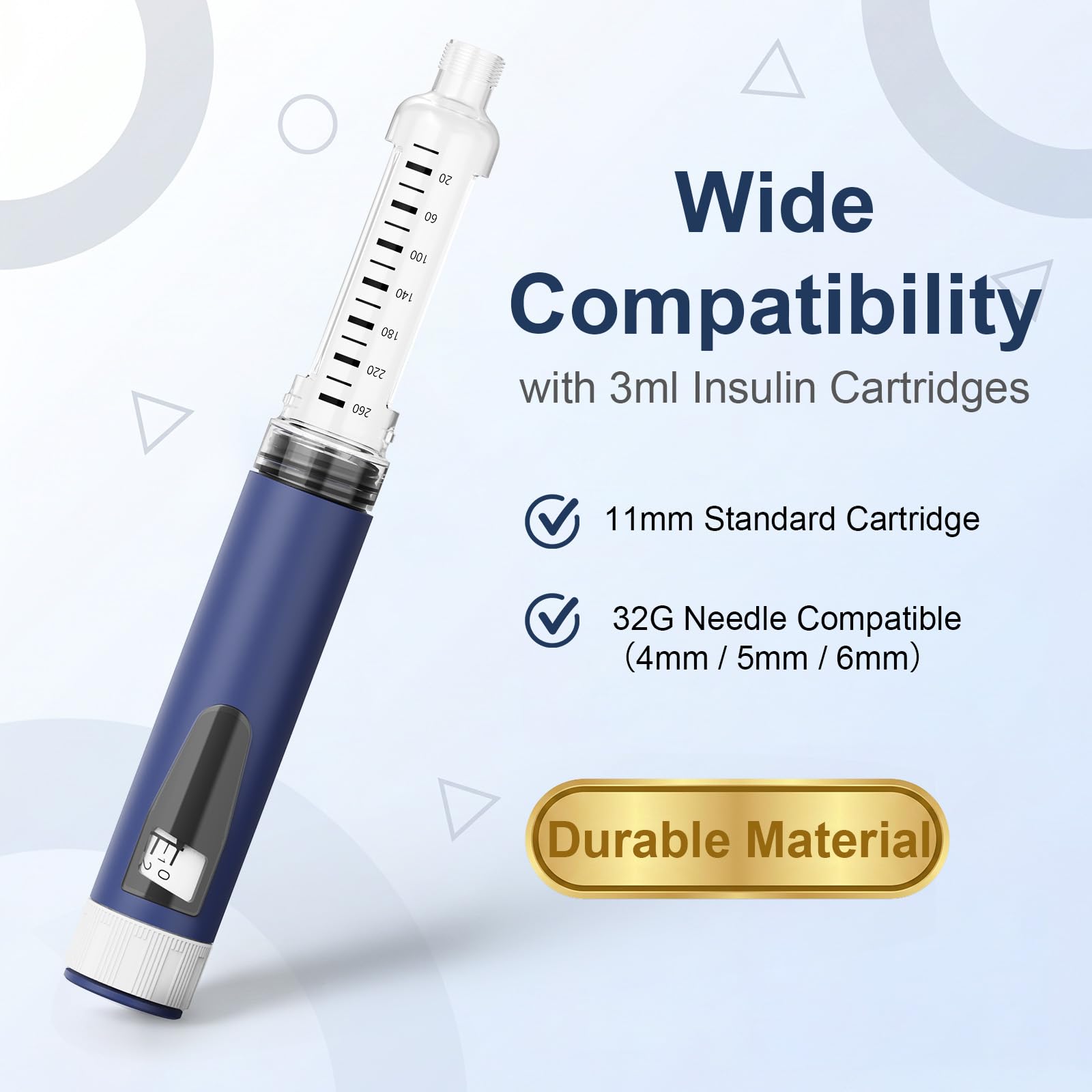Wiederverwendbarer Insulin Pen, 1–80 IE, für 3 ml Kartuschen | Inklusive 5 Kartuschen und Aufbewahrungsbox | Tragbares | ergonomisches Design für den täglichen Gebrauch