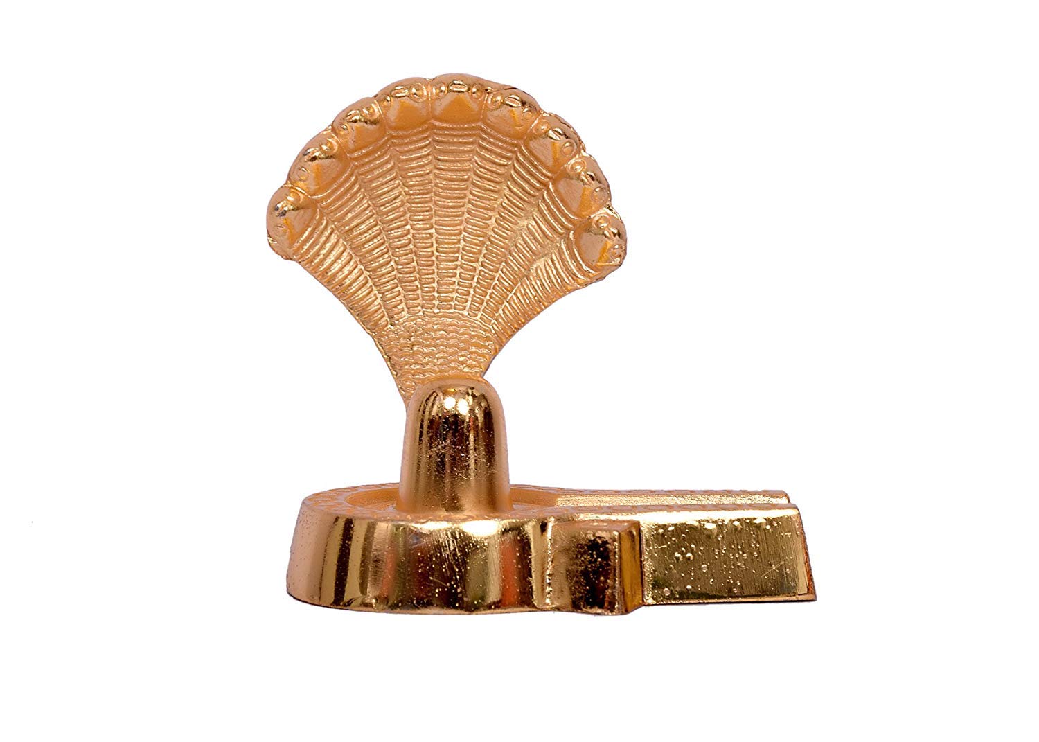 Golden Metal Shivling/Shivlingam with Shesnaag 4 x 8 cm/Shivlinga Handicraft Statue Decorative Spiritual Puja Religious Pooja Gift Item & Murti for Mandir/Temple/Home Decor/Office