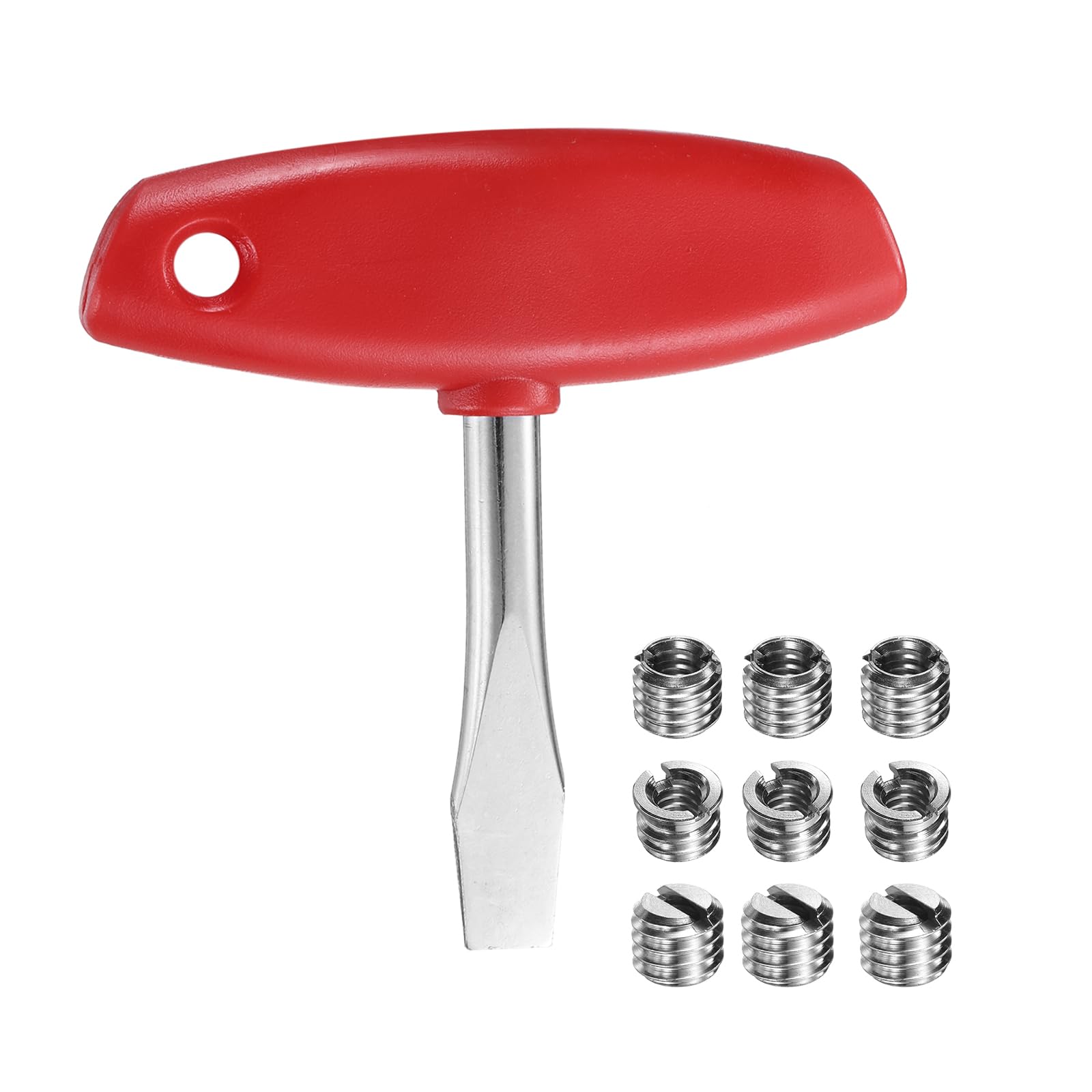 HARFINGTON T Handle Flat Head Screwdriver 10mm T Handle Slotted Screwdriver with 9pcs 1/4 to 3/8 Inch Interchangeable Camera Screws for Quick Release