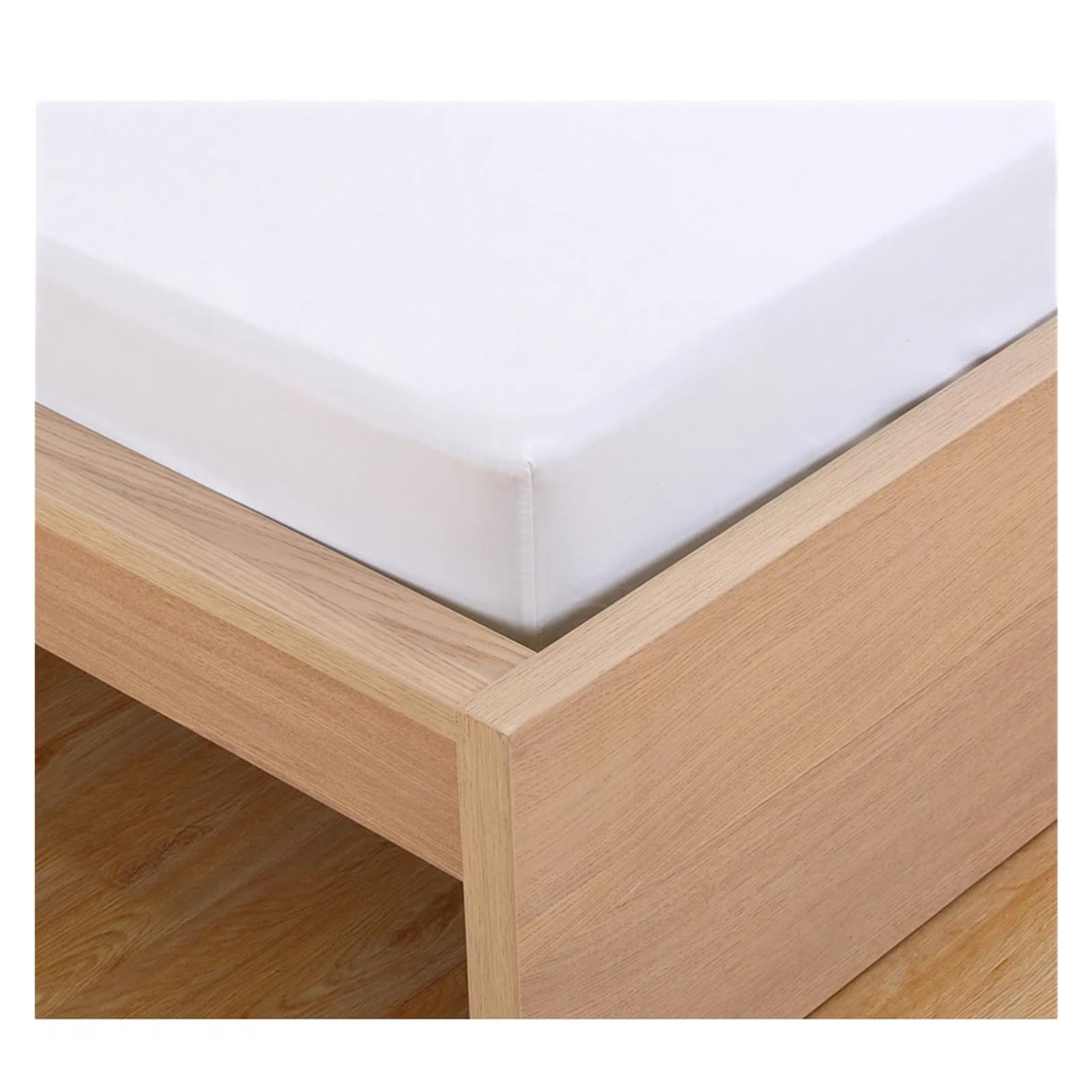 Protector de Colchón Sábana Ajustable sólida con Funda Protectora for colchón de 90/140/160/180/200/220 x 200 cm Banda elástica for Cama King, Queen, Doble y Individual(White,220x200x25cm)