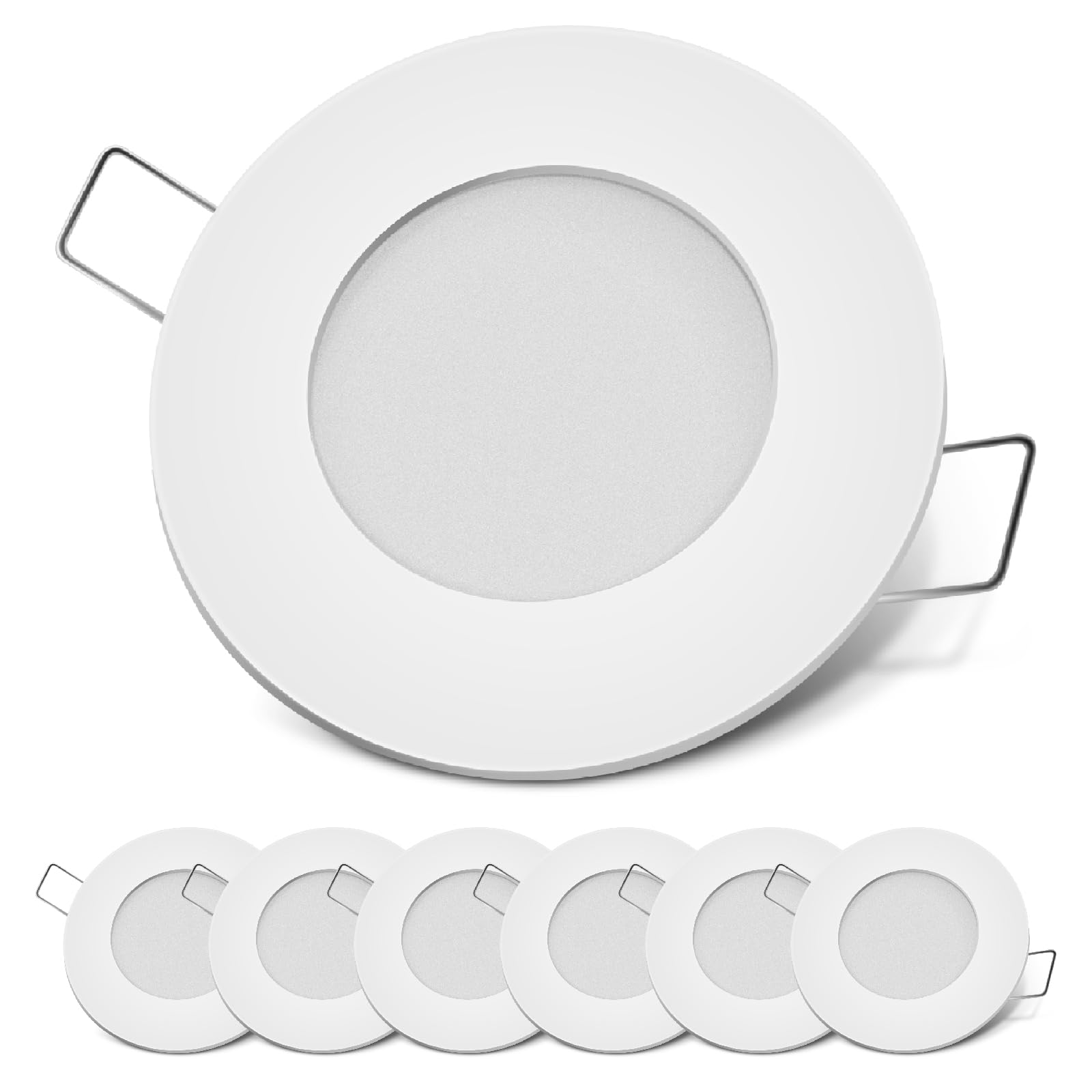 Dream lighting LED Einbaustrahler 12v 3W 75MM Lochmass Warmweiß 3000K 12 Volt LED Spot für Wohnmobil Wohnwagen Camper Van Einbauspots aus Weiß Aluguss IP44 6er Set