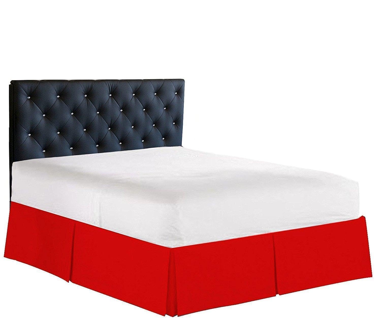 Elegance Linen Luxury 1500 Thread Count Wrinkle & Fade Resistant Egyptian Quality Bed Skirt/Dust Ruffle - Pleated Tailored 14inch Drop, Twin, Red