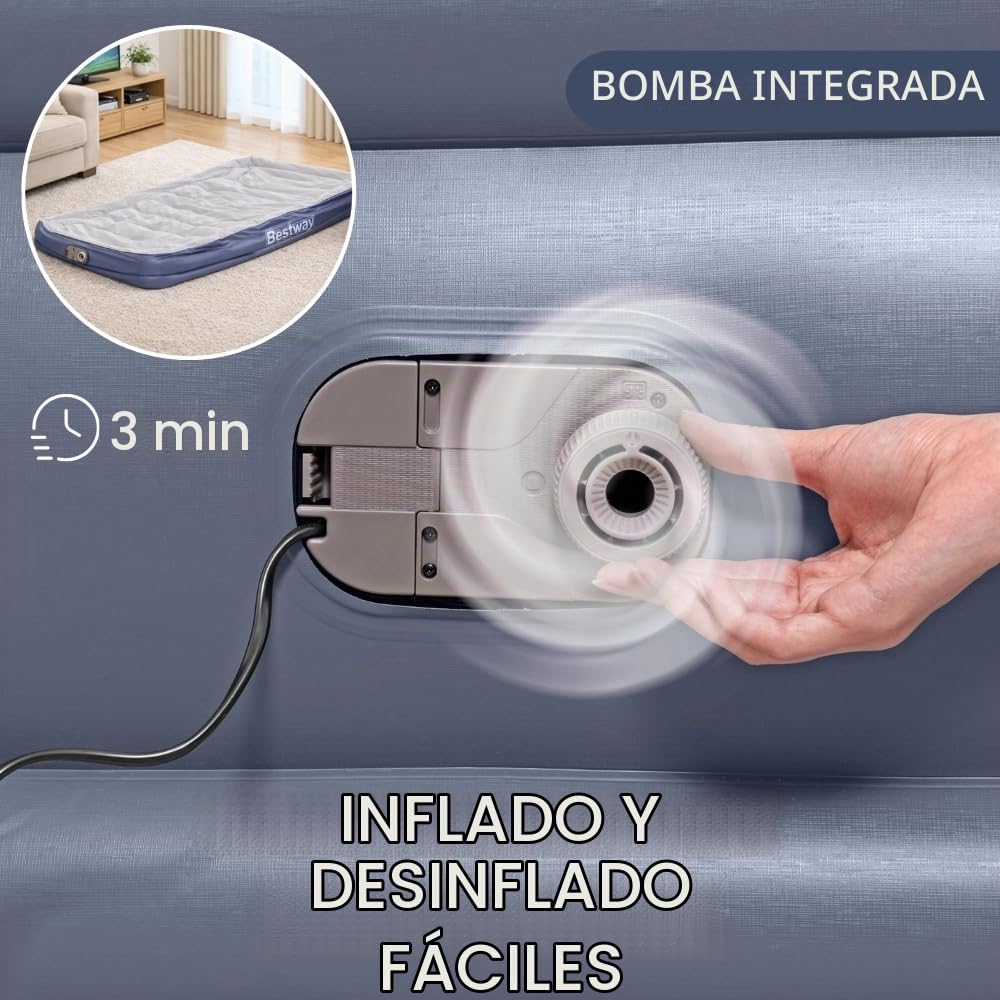 Bestway 75" x 38" x 20"/1.91m x 97cm x 51cm Tritech Air Mattress Twin Built-in AC Pump