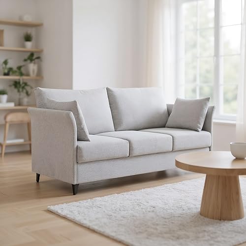 Miniatura 3 de Sofá moderno de mediados de siglo de 3 asientos, 65.35 pulgadas de ancho, sofá de asiento profundo para sala de estar, sofá de tela para 3 personas,