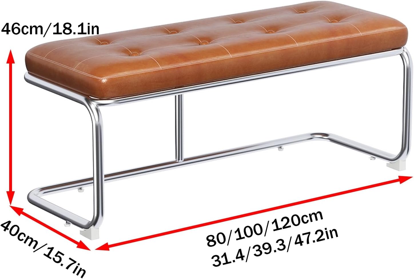 Dining Bench, Wood Bench, Kitchen Bench with Sturdy Frame, Dining Room Bench, Upholstered Entryway Bench, Kitchen Table Bench, Easy Assembly(Brown,120cm/47.2in)