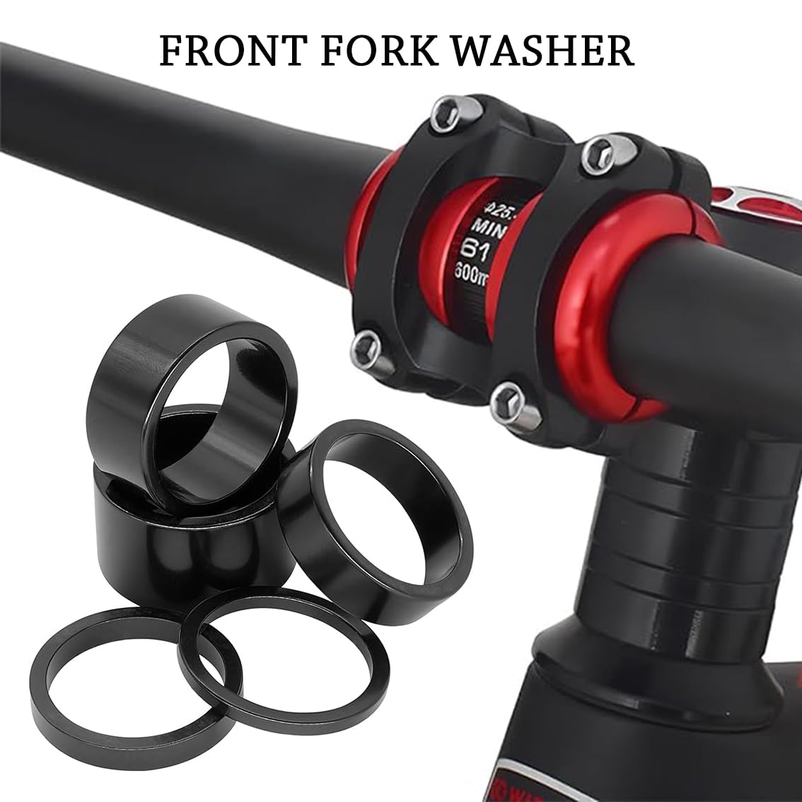 Afhgdjr 10 Stück Fahrrad Spacer Set - Lenkererhöhung Aluminium 2-10mm Schwarz