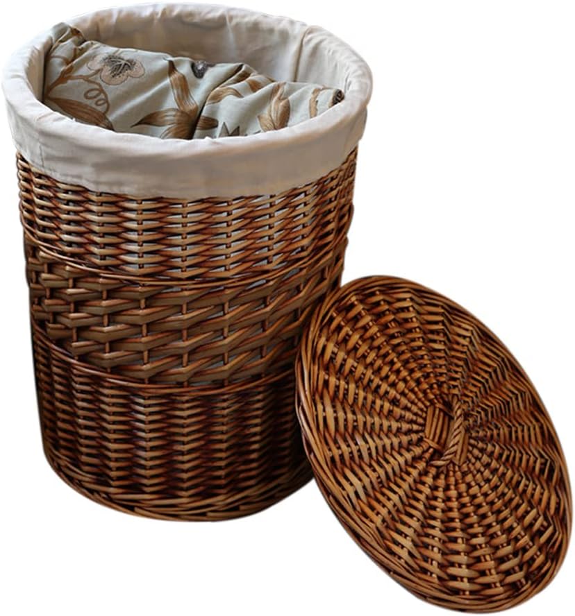 ZHONgRT 2 Pieces Rattan Laundry Baskets with Lid, Wicker