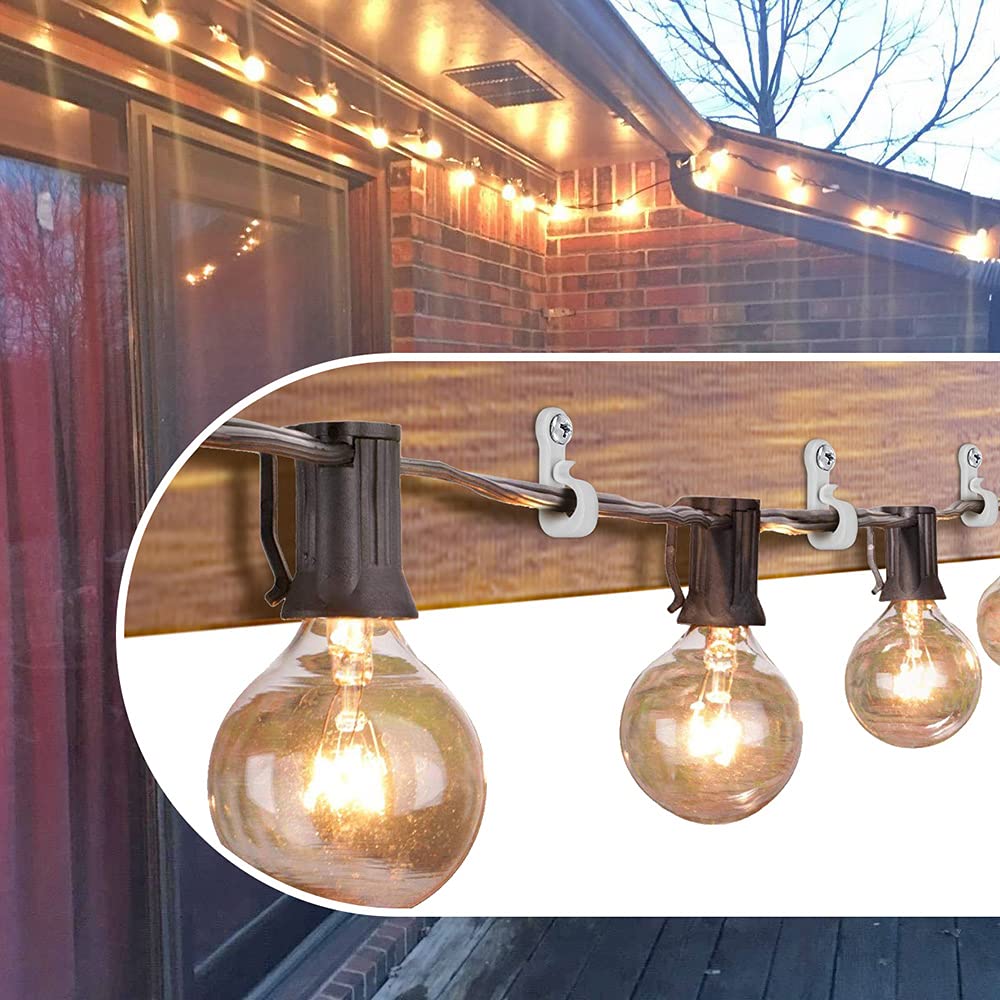 SELEWARE Q Ganci per luci da esterno, ganci a vite per luci natalizie, ganci per luci per interni ed esterni, ganci per appendere luci da giardino (grigio-bianco, 40 pezzi)