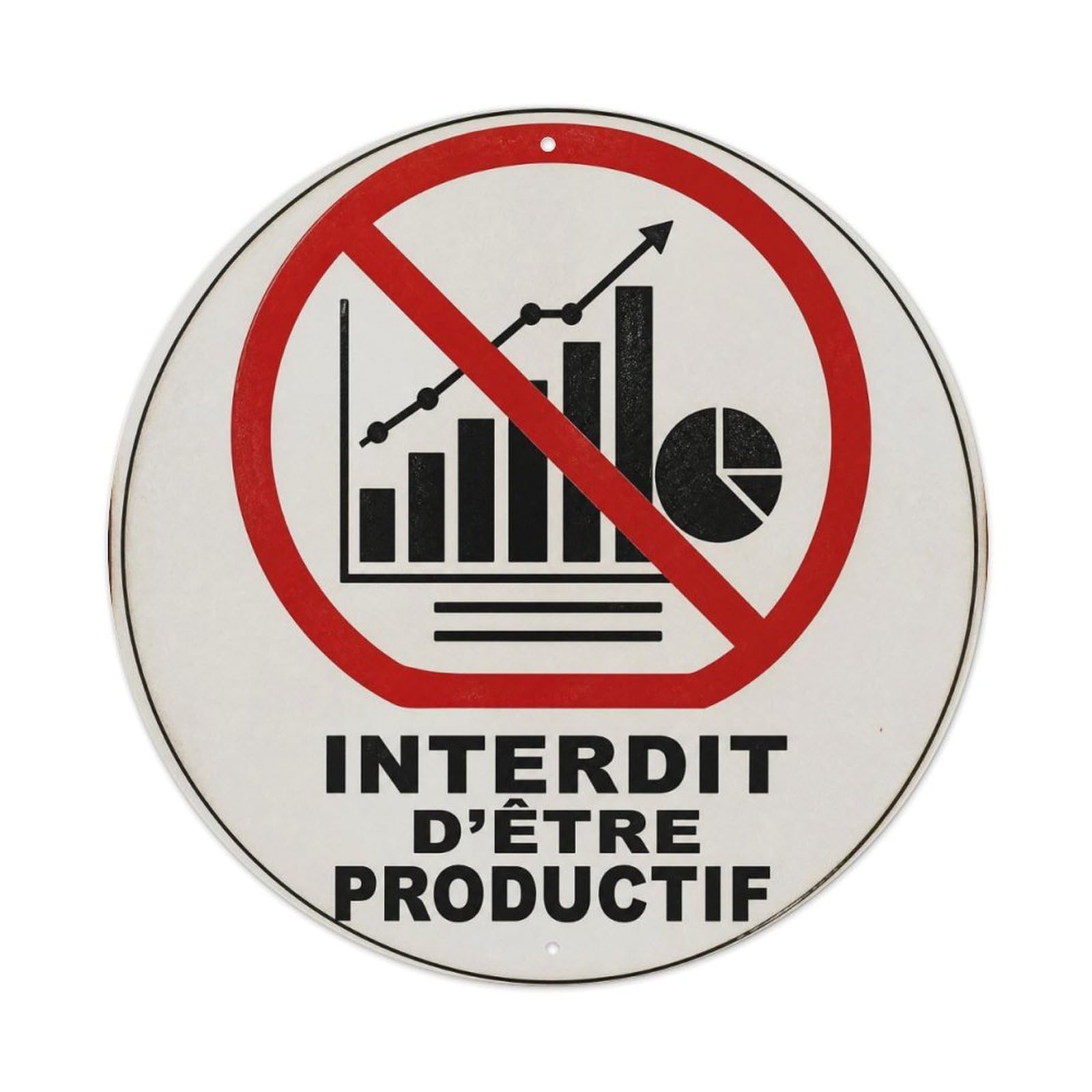 Olyhtr 8X8inch Classic Style Productivity Satire French Illustration Style Humor Metal Tin Sign